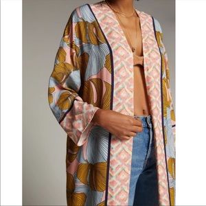 ANTHROPOLOGIE BL^NK LONDON SOPHIA TROPICAL PALM DUSTER KIMONO